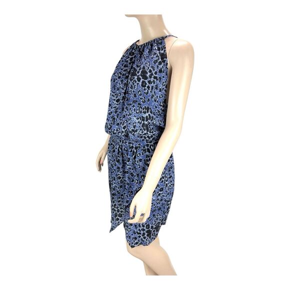 Derek Lam 10 Crosby Silk Crepe Halter Dress Blue Black Leopard Print Sz 6 - Picture 3 of 16